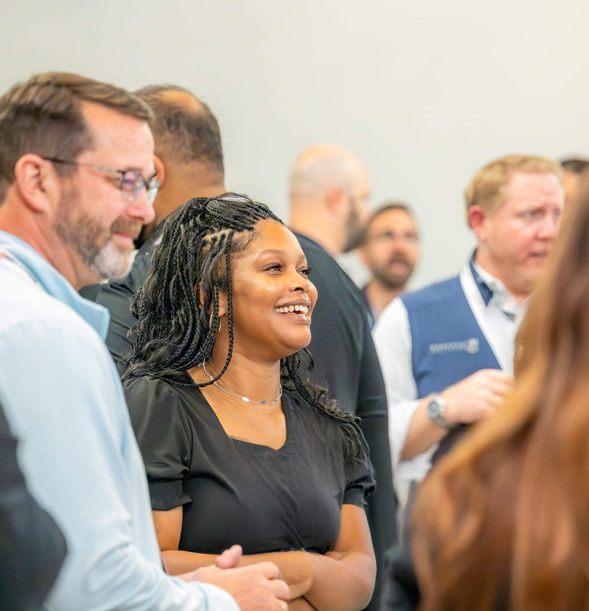 Marketing leaders networking at an evening reception